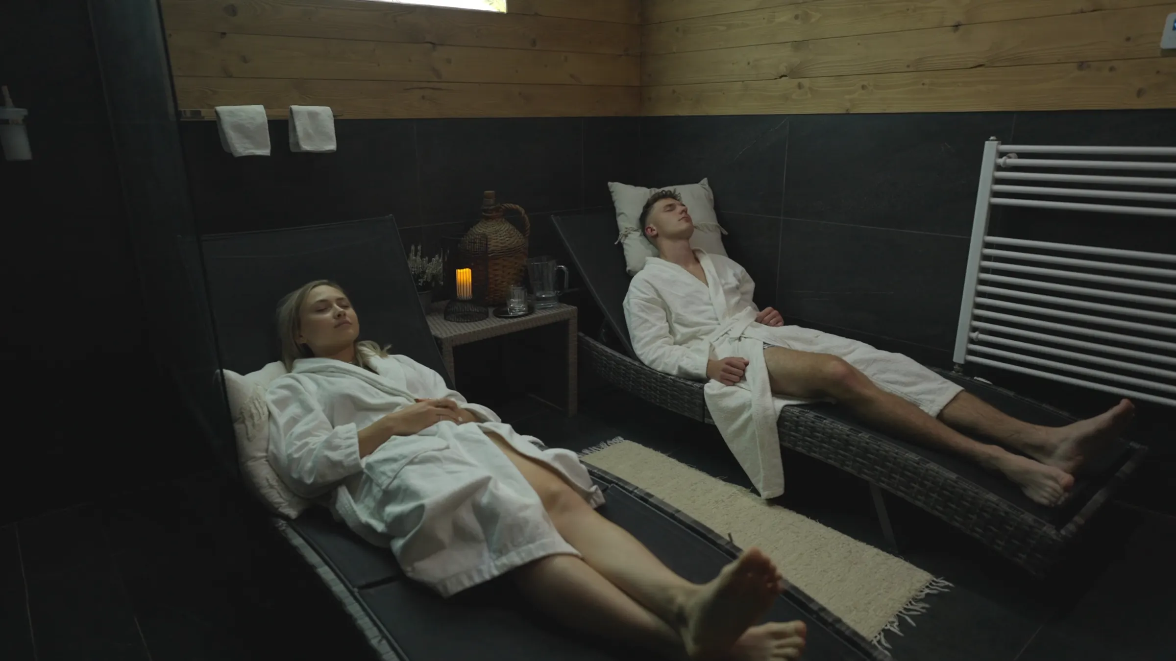 Couple on loungers in the relaxation room
